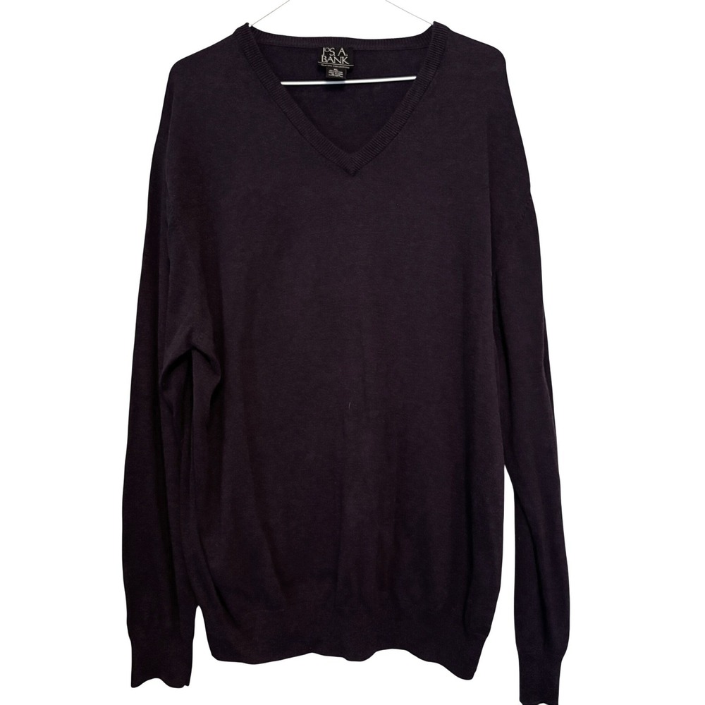 Jos A Bank‎ Men's XL V Neck Sweater Classic Collection Purple Cotton Soft Preppy
